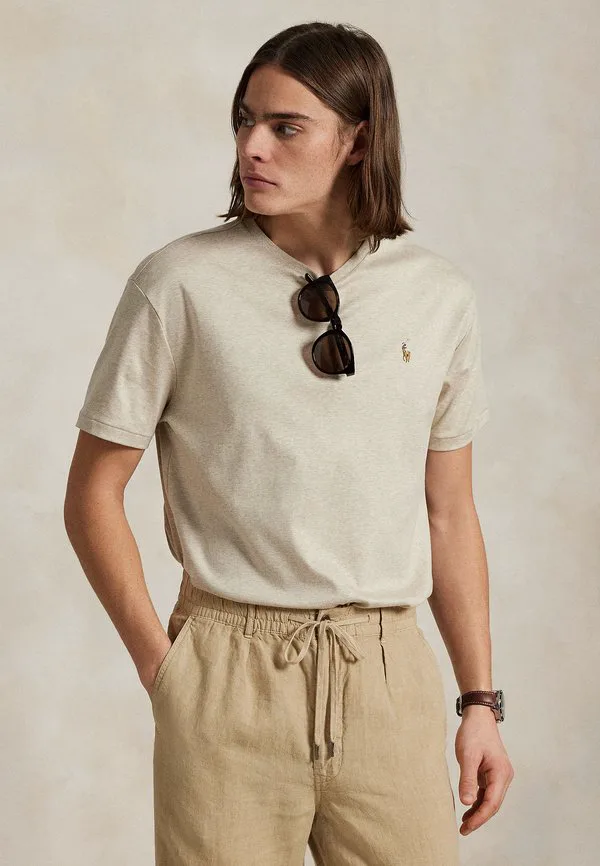 Облегающая футболка из мягкого хлопка, базовая футболка. Polo Ralph Lauren, Expedition Dune