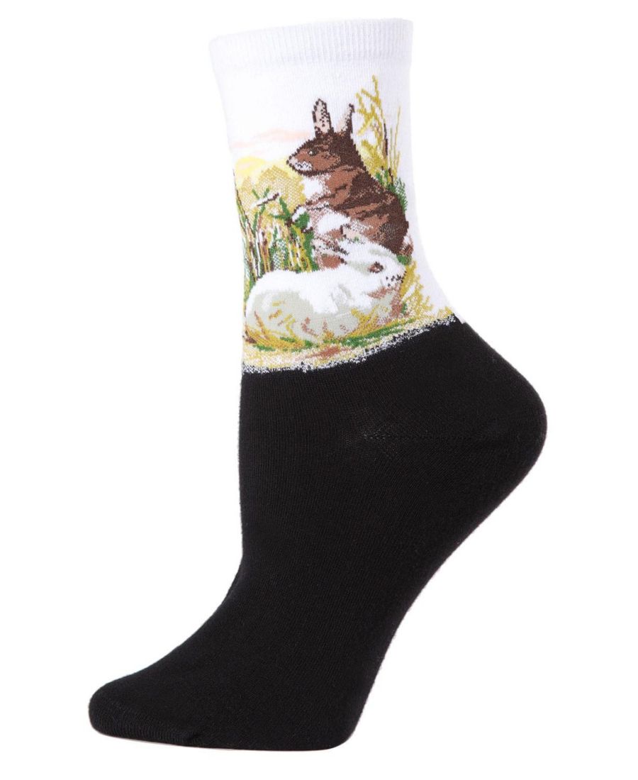 

Женские носки с рисунком кролика, лимитированная серия, из хлопковой смеси MeMoi, White