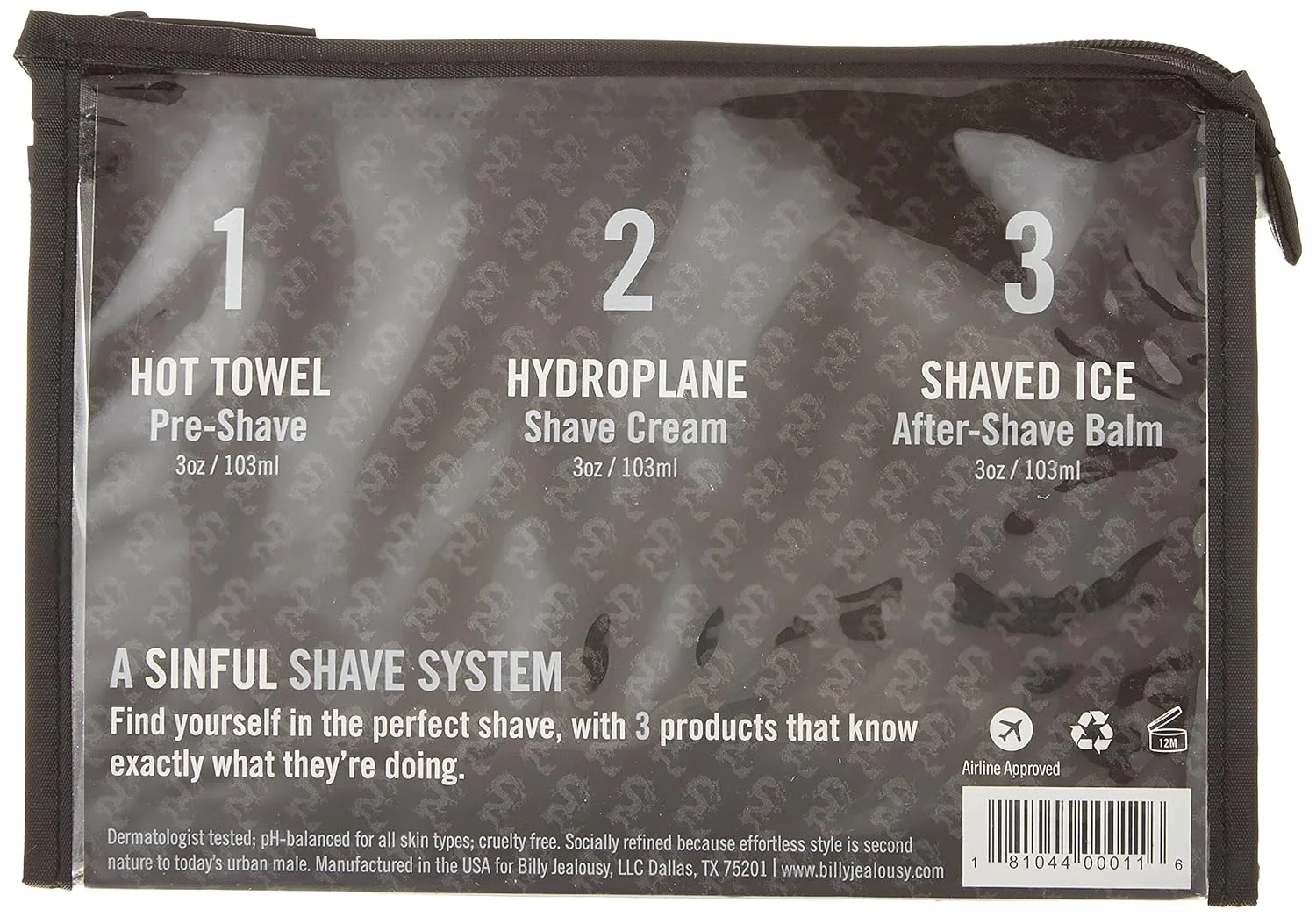 Набор для бритья Billy Jealousy Shave3some Travel-Size Trio для мужчин: разогревающий прешейв, крем для бритья Super Slick и охлаждающий послебритьевой лосьон, цитрусовый аромат, 3 фл унц каждый — фото 3