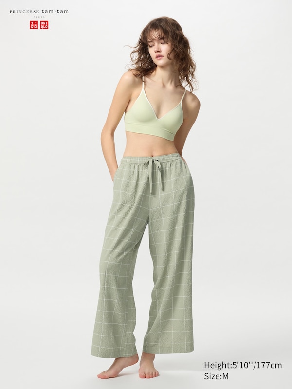 

Брюки из сирсакера (клетчатая ткань) Uniqlo, зеленый