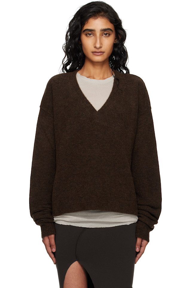 

Свитер Concordians с V-образным вырезом Rick Owens, коричневый