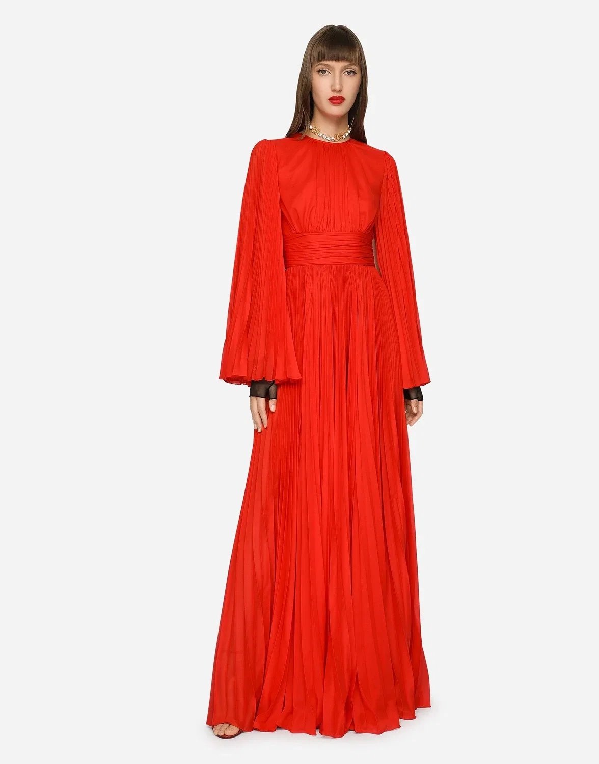 Длинное шифоновое платье Dolce&Gabbana, красный — фото 3
