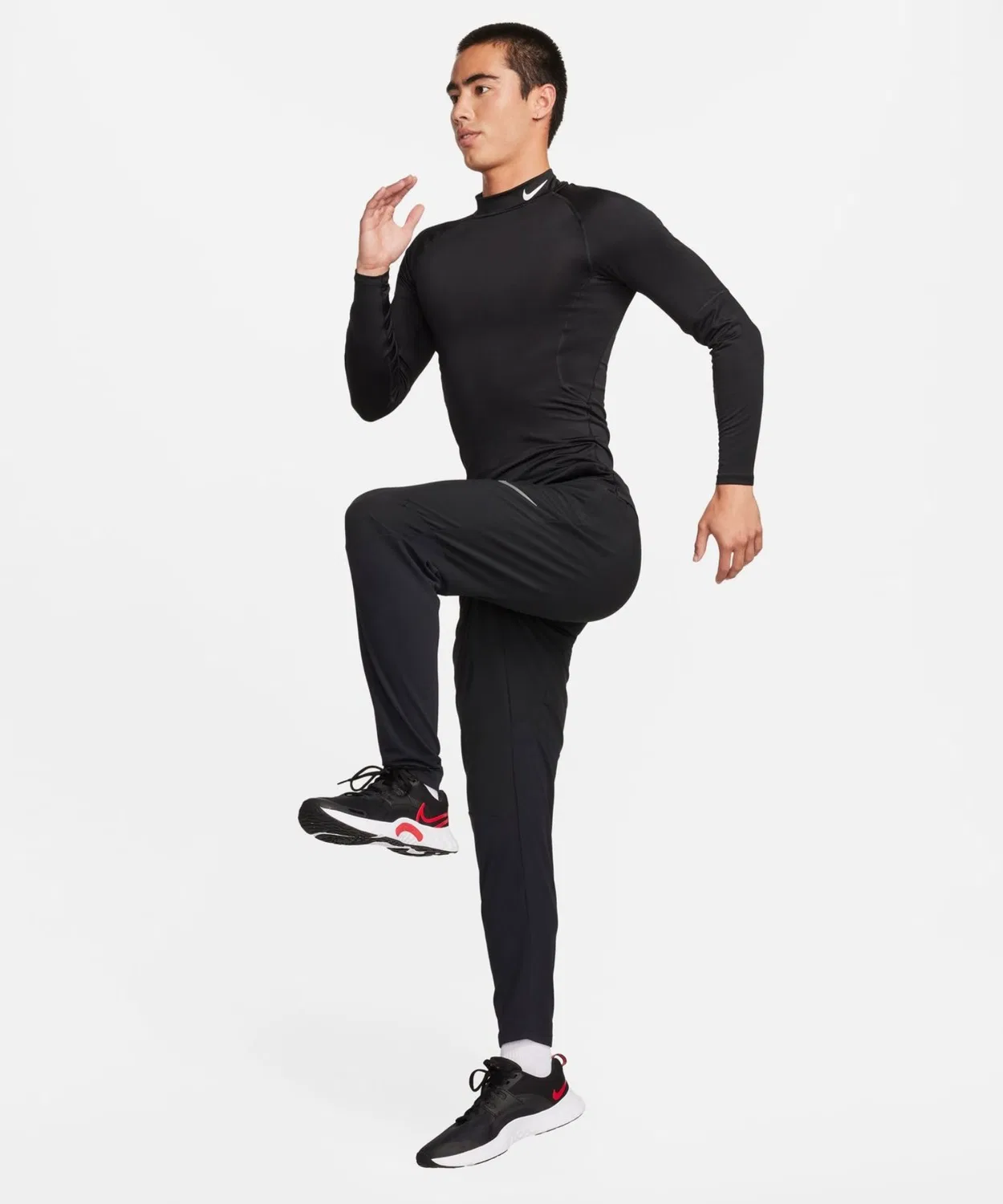 Футболка Nike Pro Dri-FIT Tight Mock L/S чёрная — фото 3