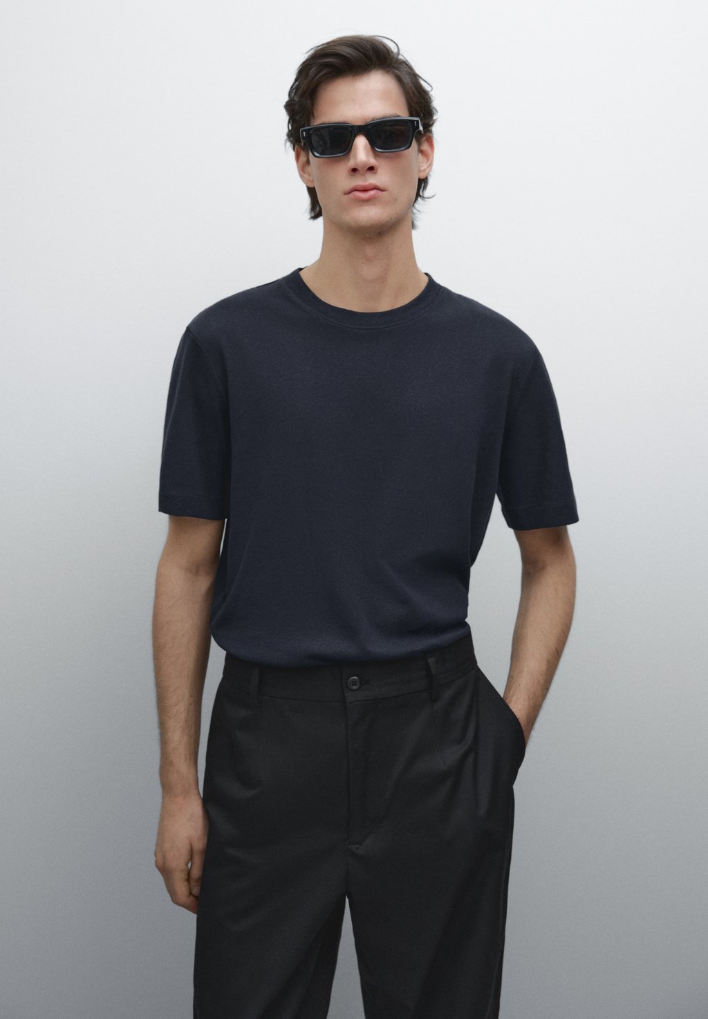 

Базовая футболка SHORT SLEEVE Massimo Dutti, темно-синий