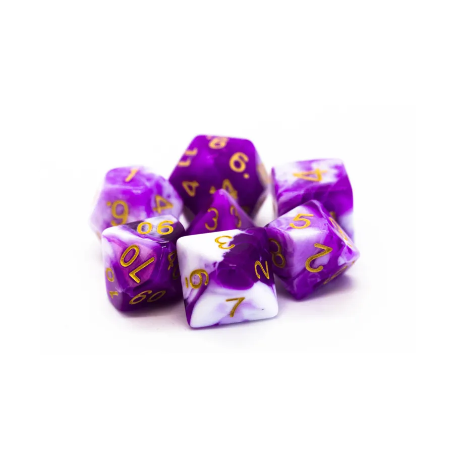 

Поли-набор: фиолетовый и белый с золотом (7), Acrylic-Resin Dice - Vorpal (Poly Sets)