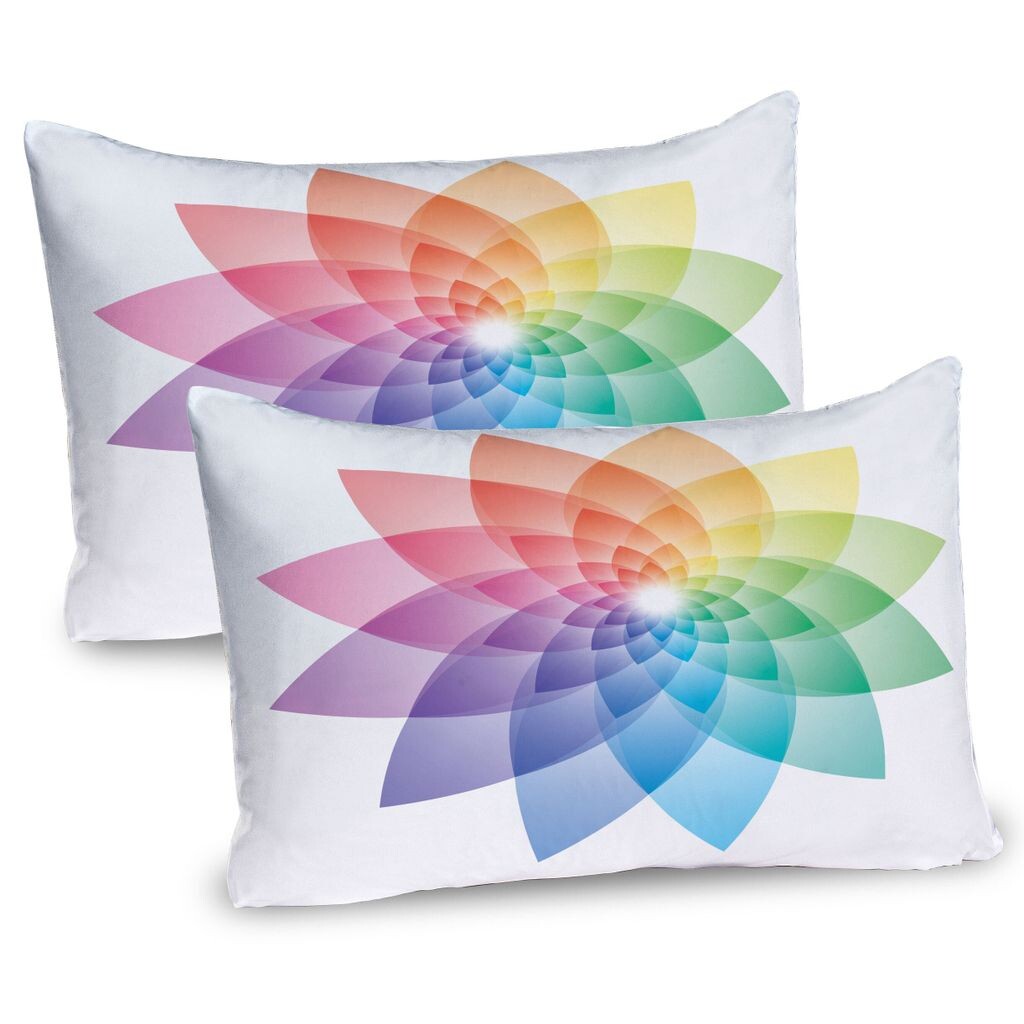 

ABAKUHAUS Rainbow Mandala Чехлы для подушек, набор из 2 шт., дизайн с цветком лотоса и множеством цветов, абстрактный калейдоскопический узор в виде лепестков, чехол для подушки с декоративным принтом, 80 x 40 см, многоцветный