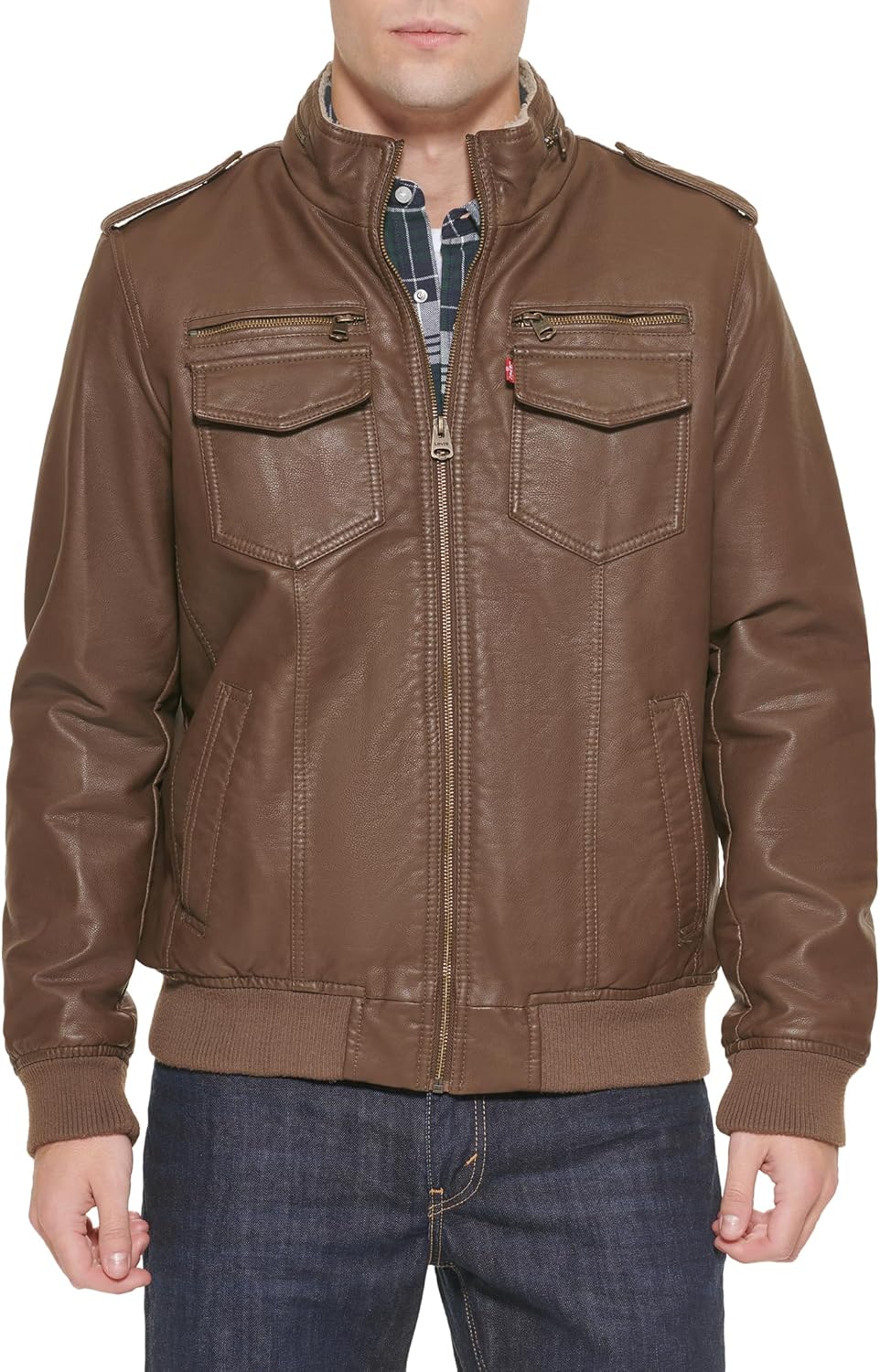 

Мужская винтажная куртка-бомбер Levi's из искусственной кожи с оленем (стандартная и для больших и высоких), Earth/Sherpa Lined