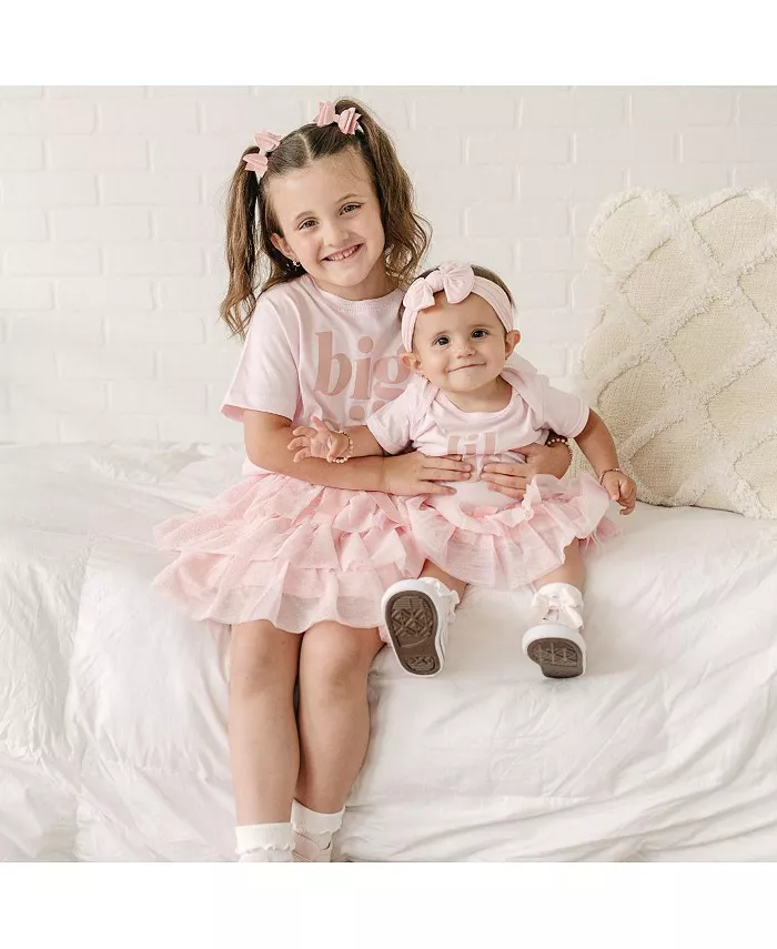 Боди с коротким рукавом для девочек Lil Sis Sweet Wink, розовый — фото 4