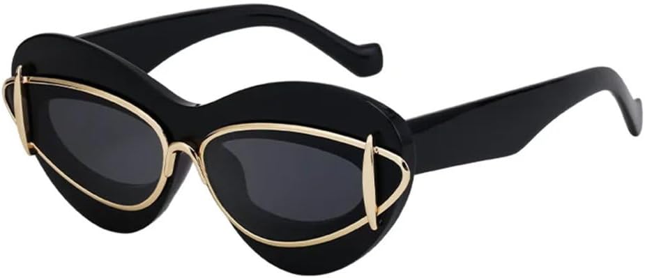 

Сексуальные женские солнцезащитные очки «кошачий глаз» для женщин и мужчин, роскошные винтажные солнцезащитные очки, популярные модные очки в крупной оправе SLCHJXS, Black Gold Black