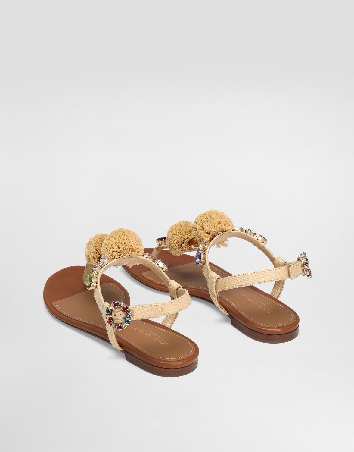 Вьетнамки из крючкового кружева с камнями Dolce & Gabbana, мультиколор — фото 3