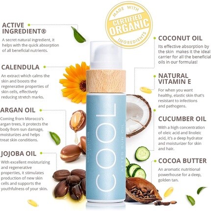 Cool After Sun Oil Органическое масло для бережного восстановления после загара и солярия 110мл, Cocosolis — фото 2