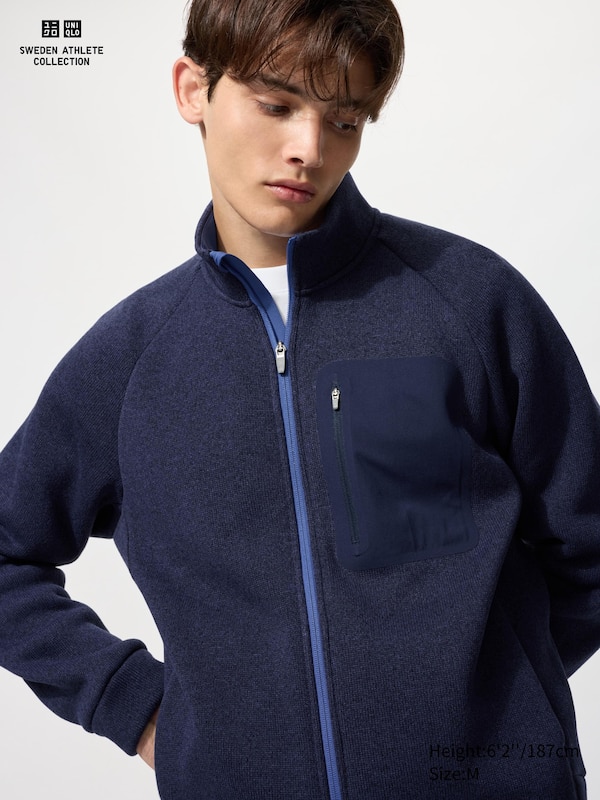 Трикотажная флисовая куртка на молнии Uniqlo, 69 navy