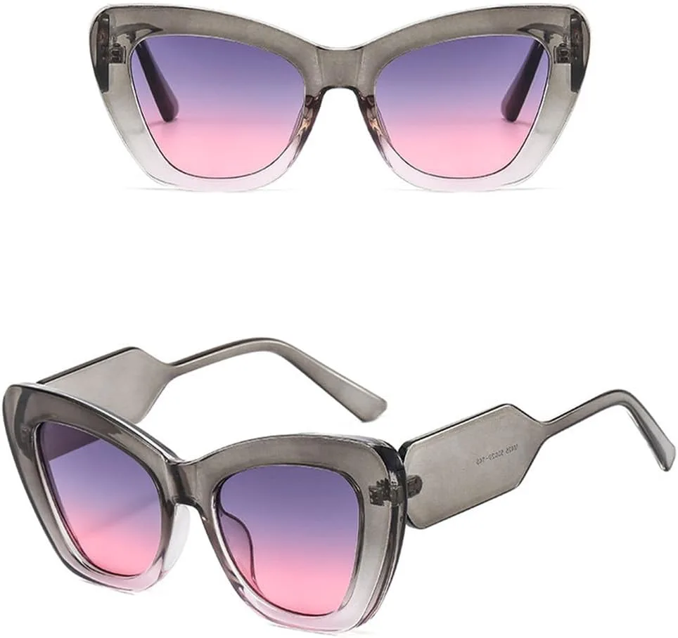 

Модные солнцезащитные очки «кошачий глаз» для женщин, винтажные, роскошная оправа, защита от ультрафиолета UV400, увеличенный размер TKKTLLT, Black Black