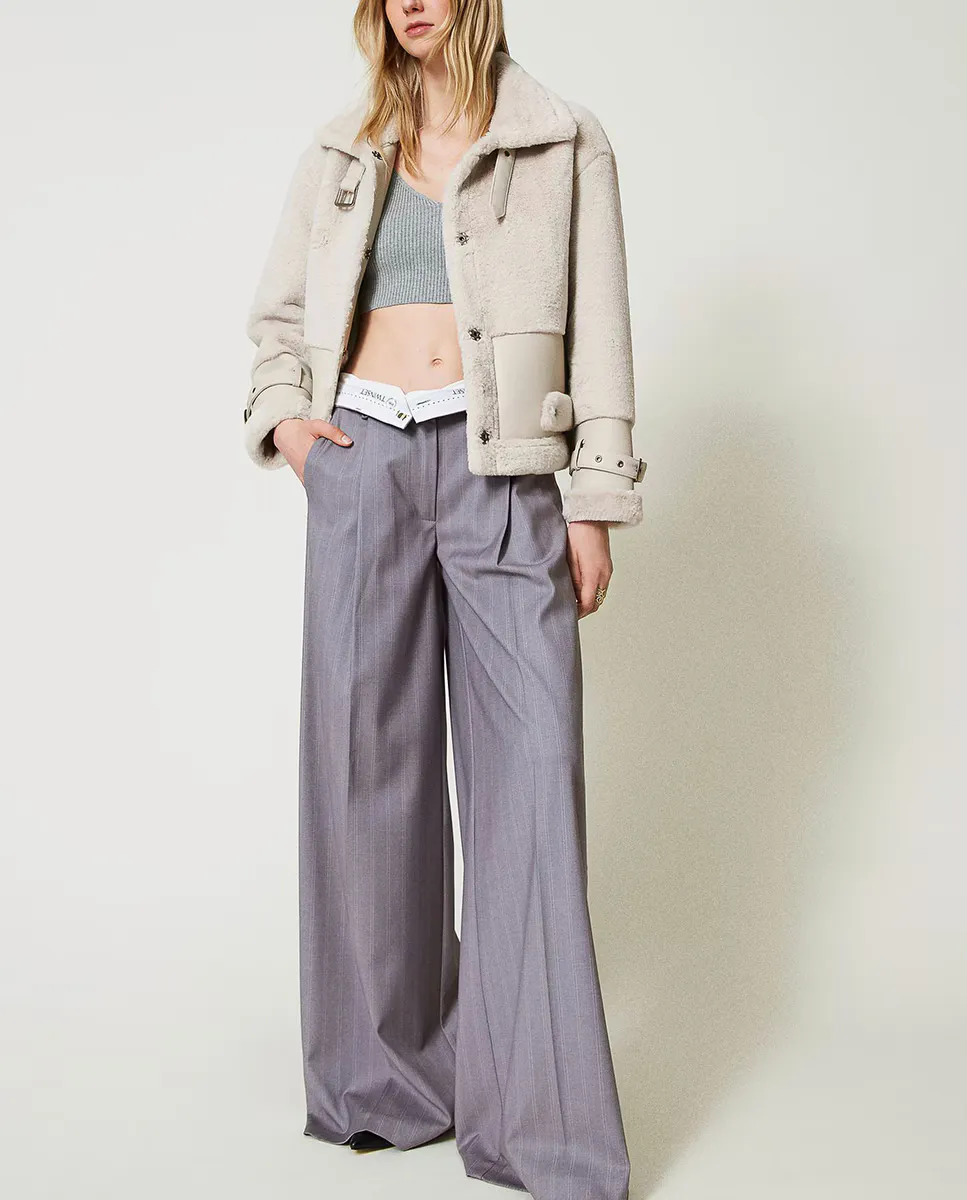 

Женские брюки в тонкую полоску Twinset, серый