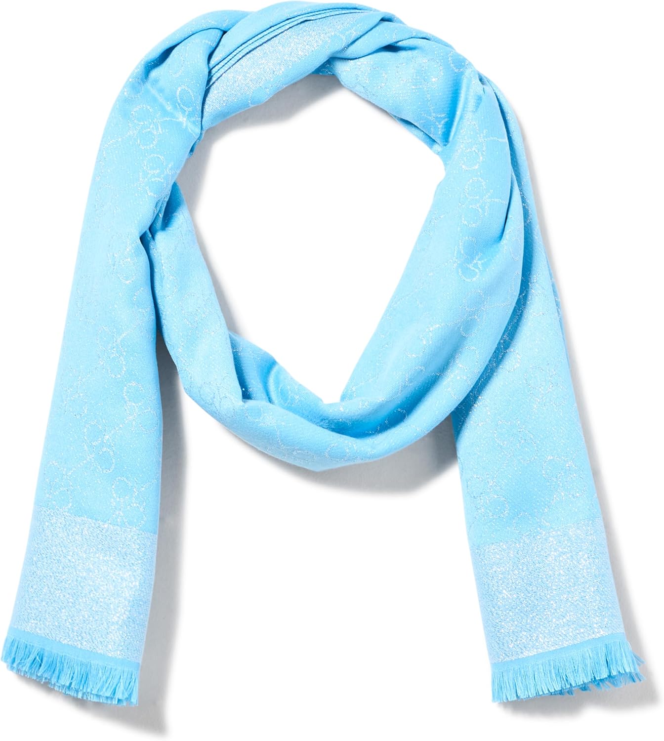 

Шарф с металлическим логотипом Calvin Klein и бахромой из ресниц, Etheral Blue