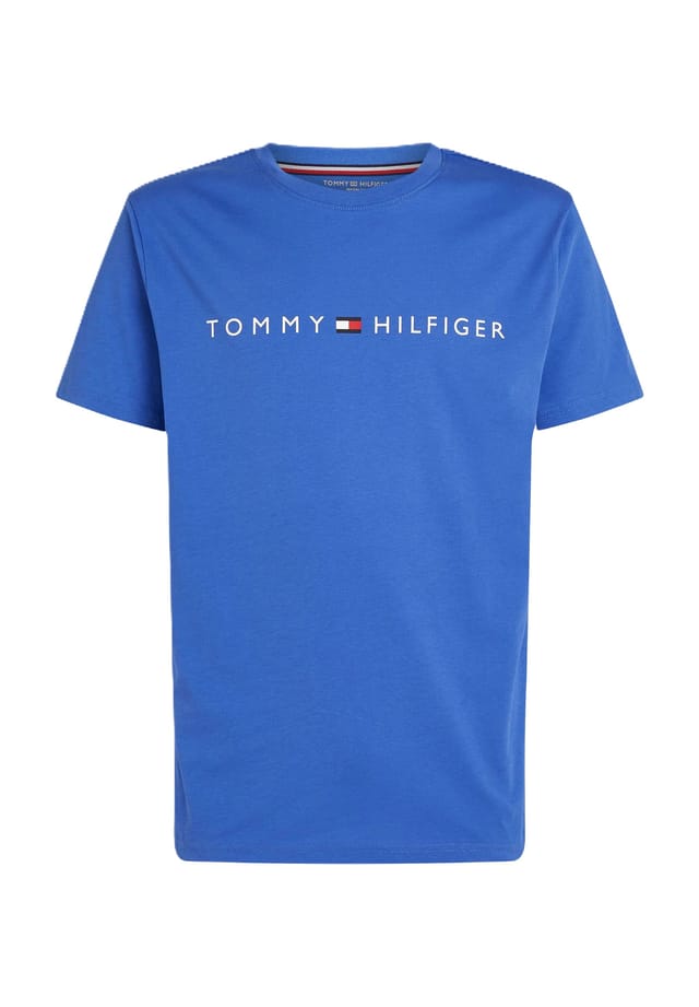 

Оригинальный дизайн логотипа на хлопковом верхе пижамы Tommy Hilfiger, синий