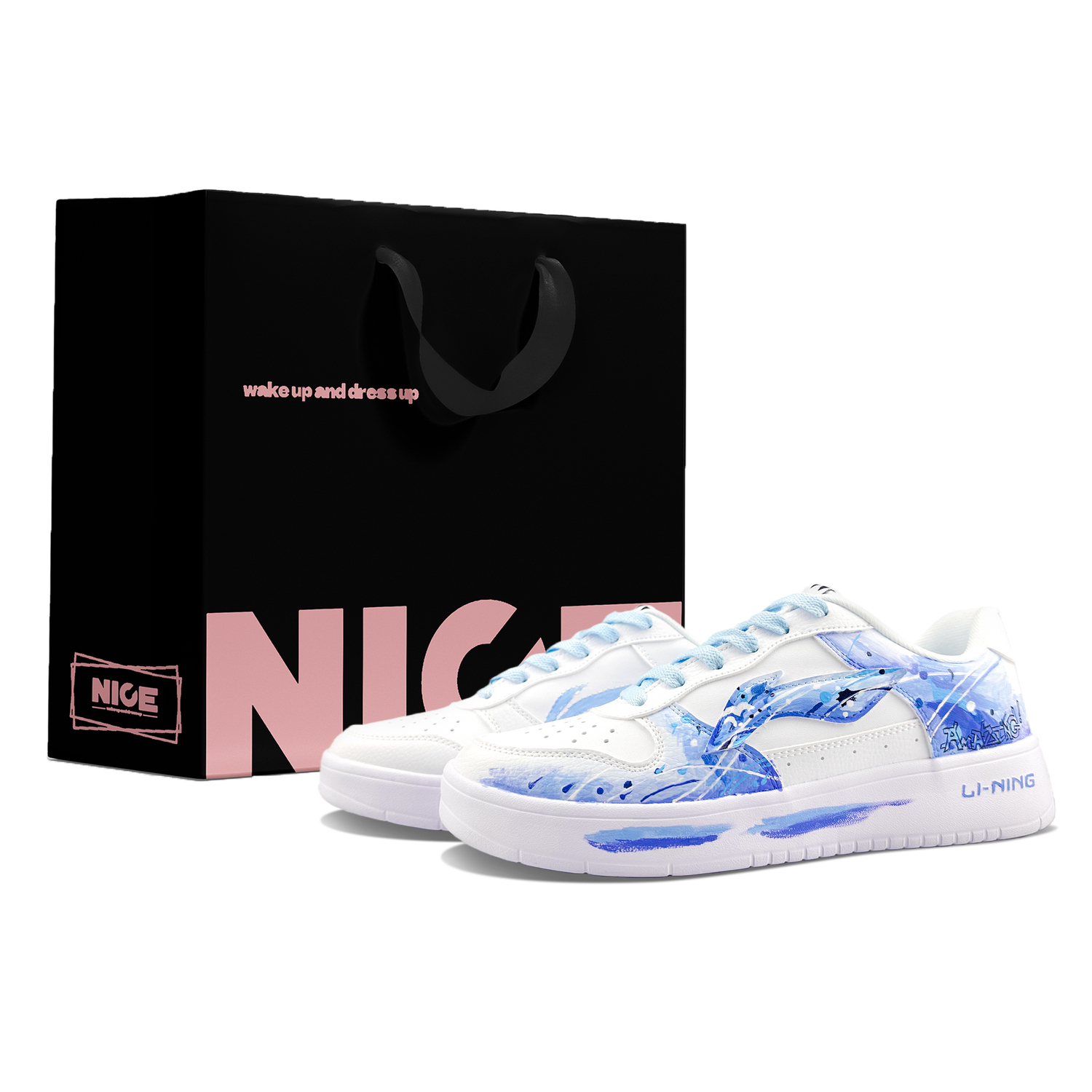 

Плавающие скейтбордические кроссовки Li Ning с противоскользящим и износостойким покрытием, увеличивающие рост, унисекс., белый