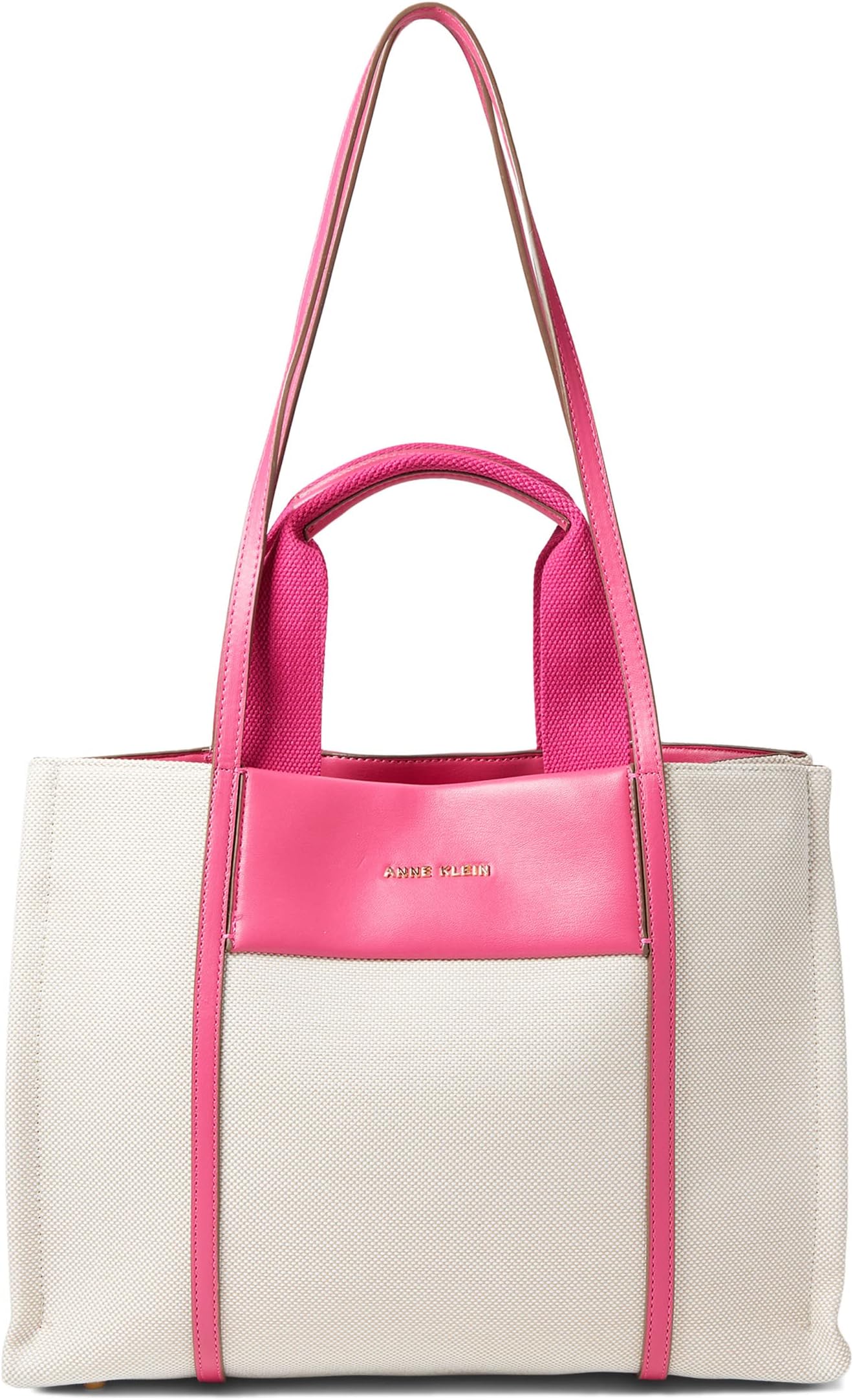 

Сумка Anne Klein Medium Color-Blocked Canvas Tote, цвет Fuchsia