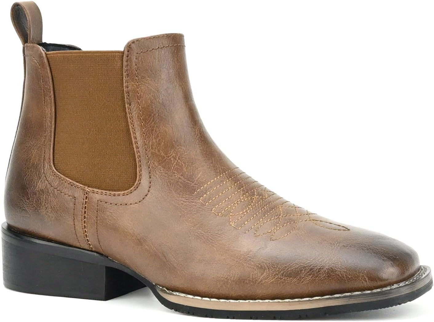 

Мужские ковбойские ботинки Uootopo Western с квадратным носком, удобные, с ретро-стилем, коричневый