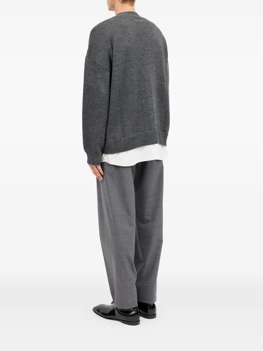 Кардиган с V-образным вырезом Mm6 Maison Margiela, серый — фото 4