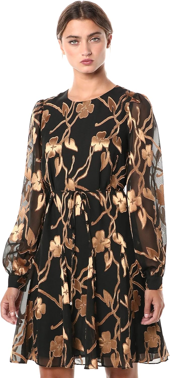 

Женское платье Tommy Hilfiger Smock Waist с расклешенной юбкой, Gold/Black