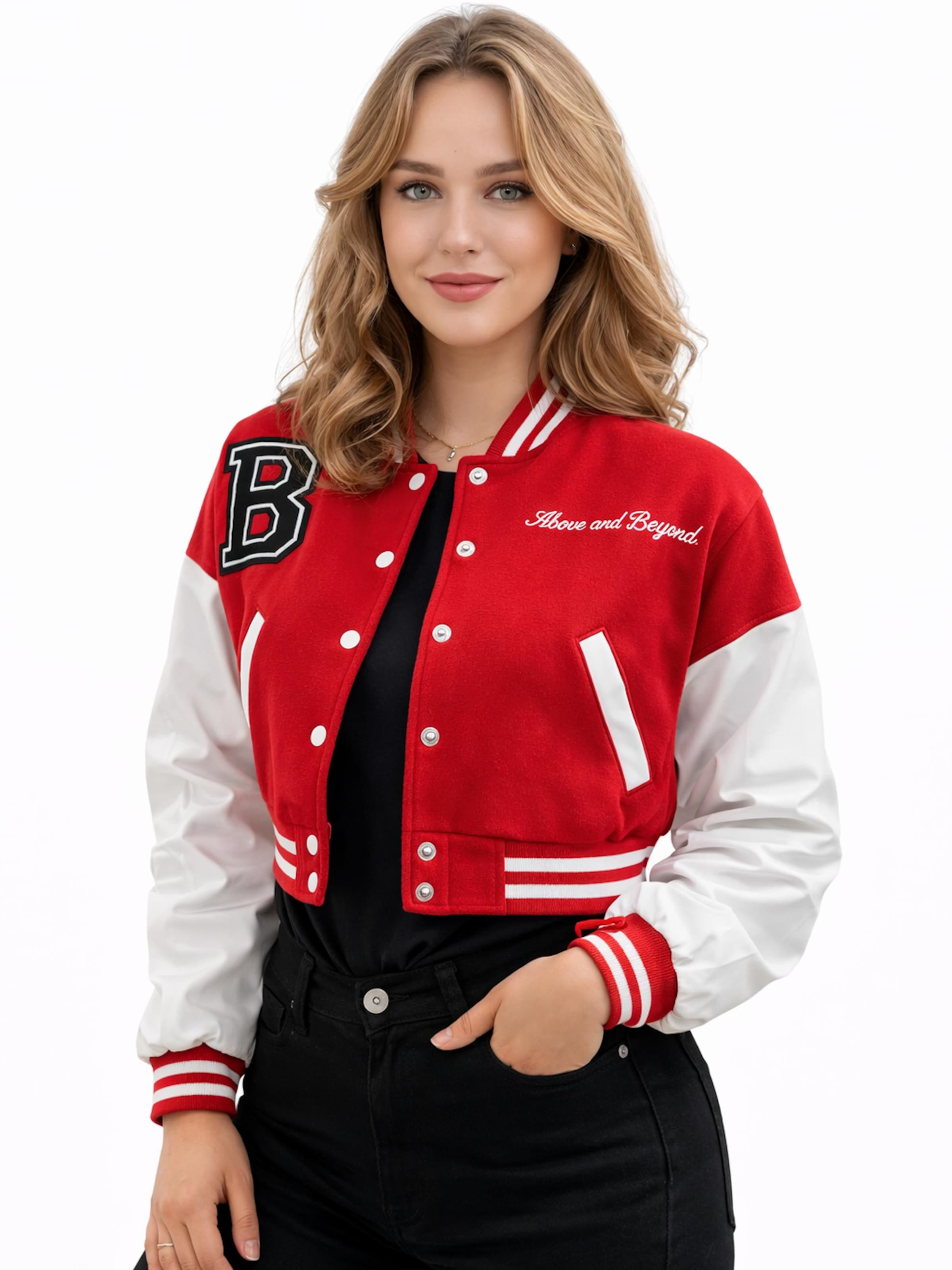 

Worldclassca Куртка межсезонная 'Crop College Bomber Jacket' в ярко-красном цвете