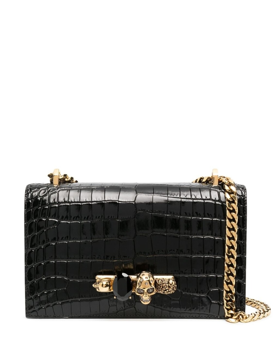 

Alexander McQueen сумка на плечо с ручкой-кастетом и тиснением, черный