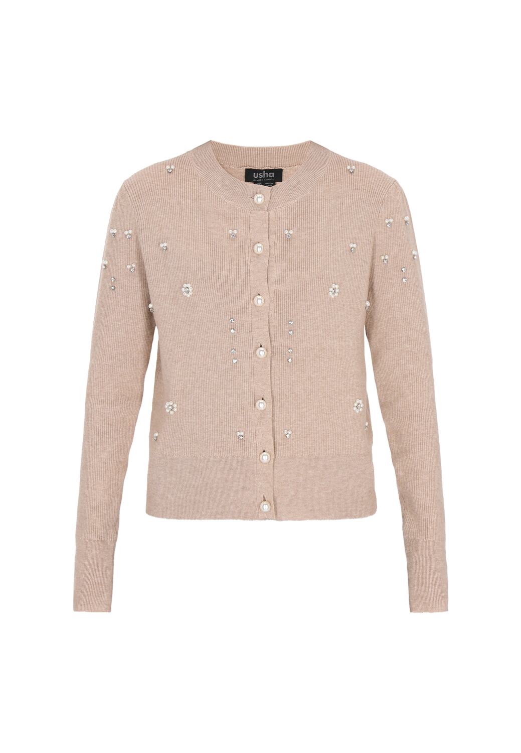 

Usha BLACK LABEL Кардиган из трикотажа в крапчатом бежевом цвете