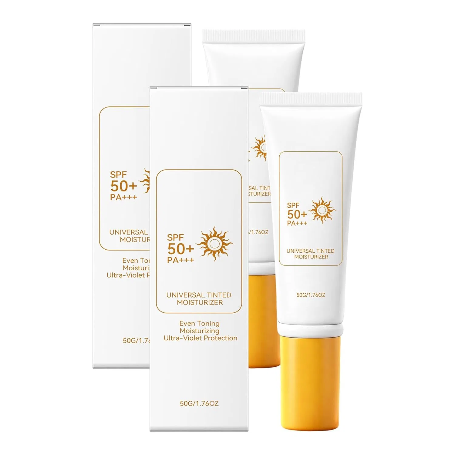 Тонирующий солнцезащитный крем для лица SPF 50 Generic, 2 Pieces.