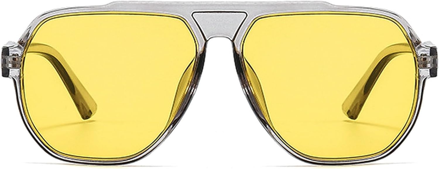 

Крупные квадратные солнцезащитные очки для женщин, модные градиентные очки, очки-пилот для мужчин, защита от ультрафиолета UV400, стильные женские очки для путешествий mincl, Gray Yellow