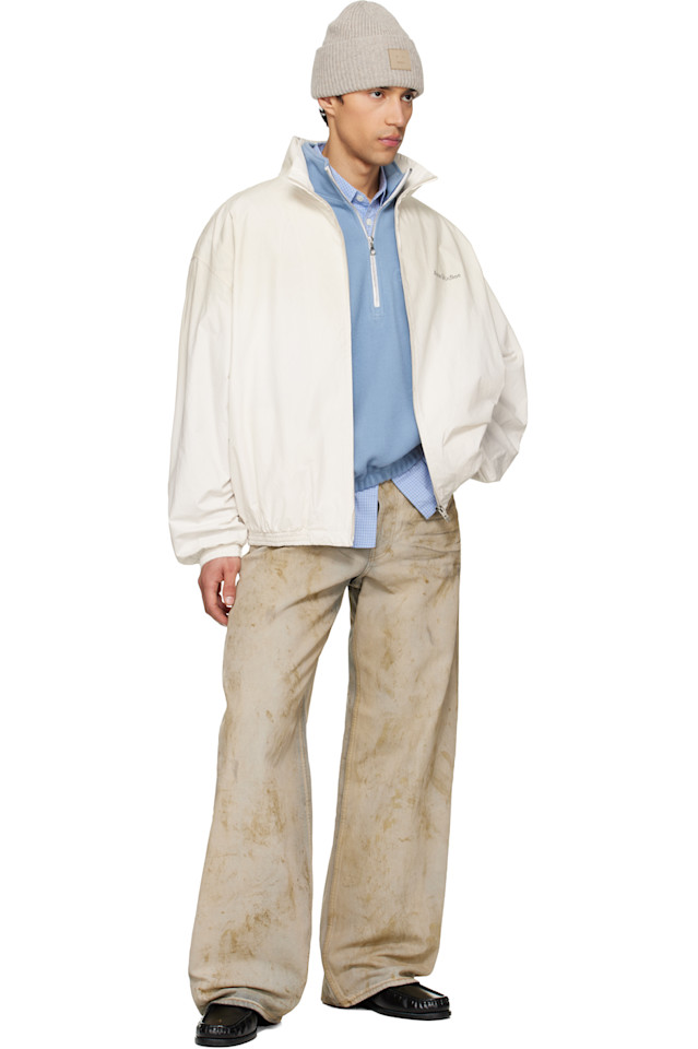 Acne Studios Куртка Off-White с логотипом и застежкой-молнией — фото 4