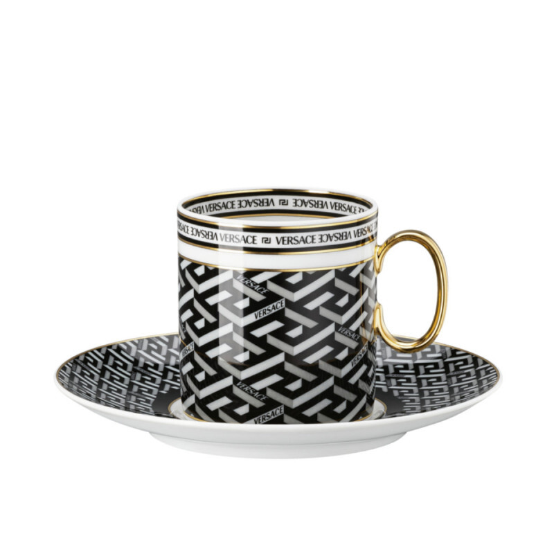 

Rosenthal Versace La Greca Signature Черная кофейная чашка, 2 предмета 0,23 л Rosenthal meets Versace, белый/золотой/черный