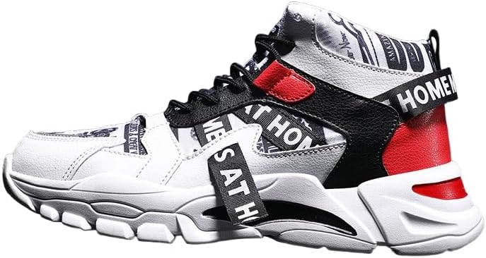 

Мужские стильные кроссовки на шнуровке с дышащей текстурой- удобные и противоскользящие, подходят для активного отдыха на улице в любое время года Minlaidian, белый/красный