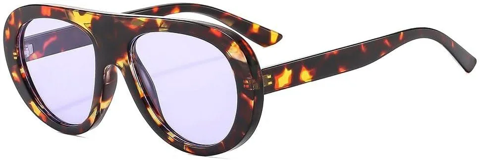 

Ретро-солнцезащитные очки с леопардовым принтом, большие круглые, для женщин и мужчин, модные, роскошные, с защитой от УФ-излучения UV400 TKKTLLT, Leopard Purple