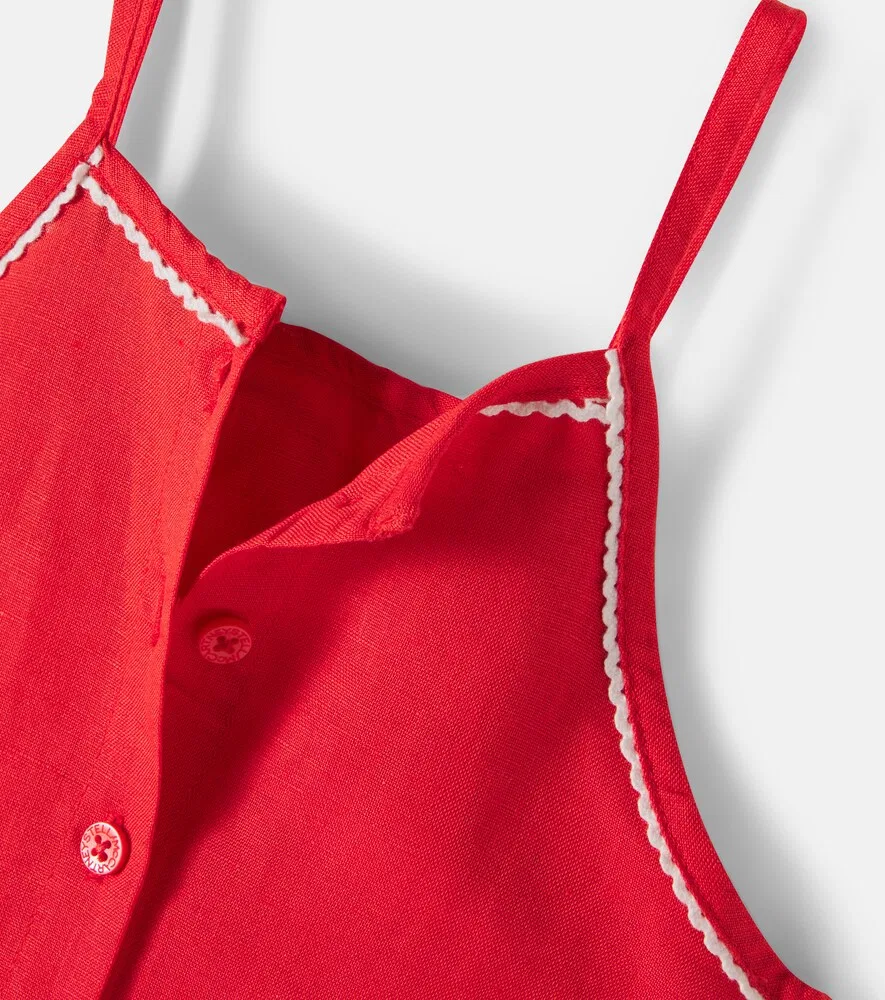 Вышитая блузка из льна и хлопка Stella McCartney Kids, красный — фото 4