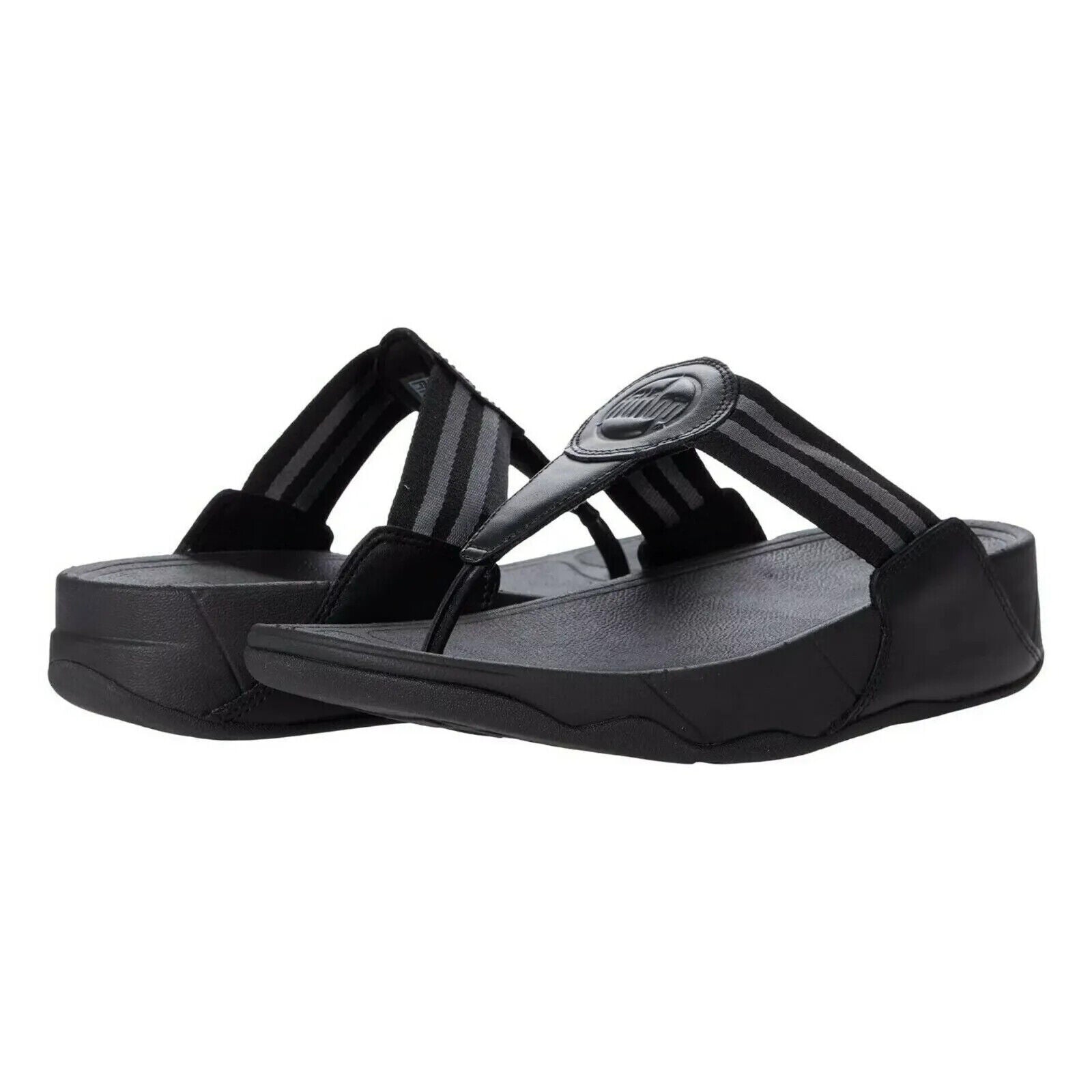 FitFlop Walkstar DX4-090 женские сандалии с перемычкой между пальцами черные на платформе для комфорта