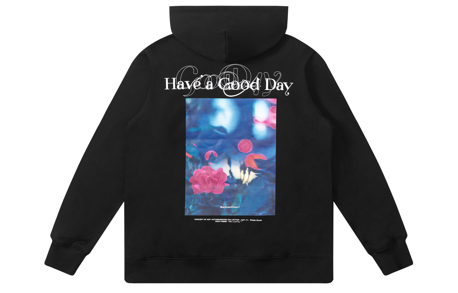 

Винтажная худи свободного кроя с цветочным принтом под винил Unisex HARSH AND CRUEL, черный