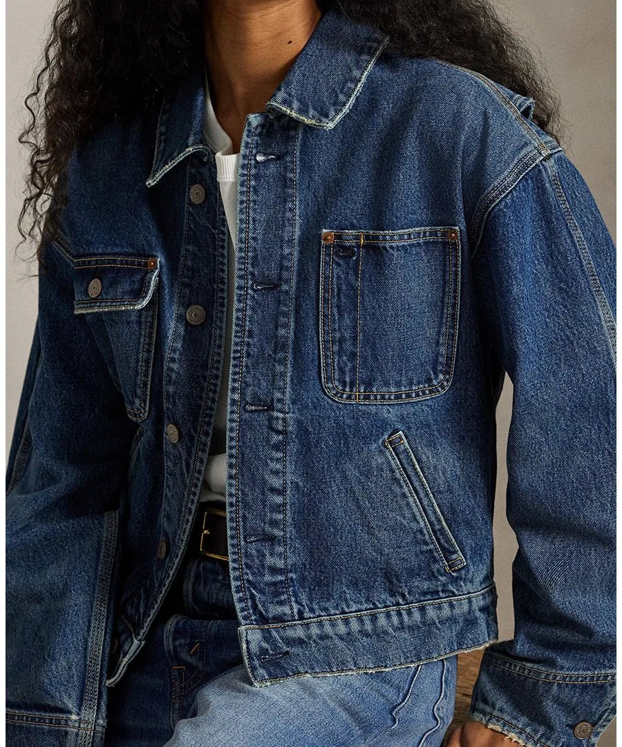 Женская джинсовая куртка с широким воротником Polo Ralph Lauren — фото 3