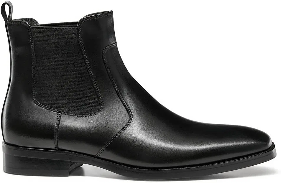 Мужские кожаные ботинки челси для мужчин ALIPASINM, Black — фото 3