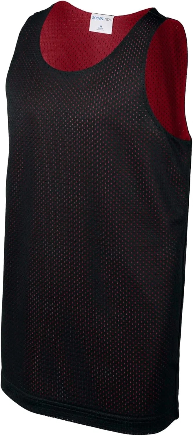 Детский реверсивный топ-сетка SPORT-TEK, Black/Deep Red — фото 4