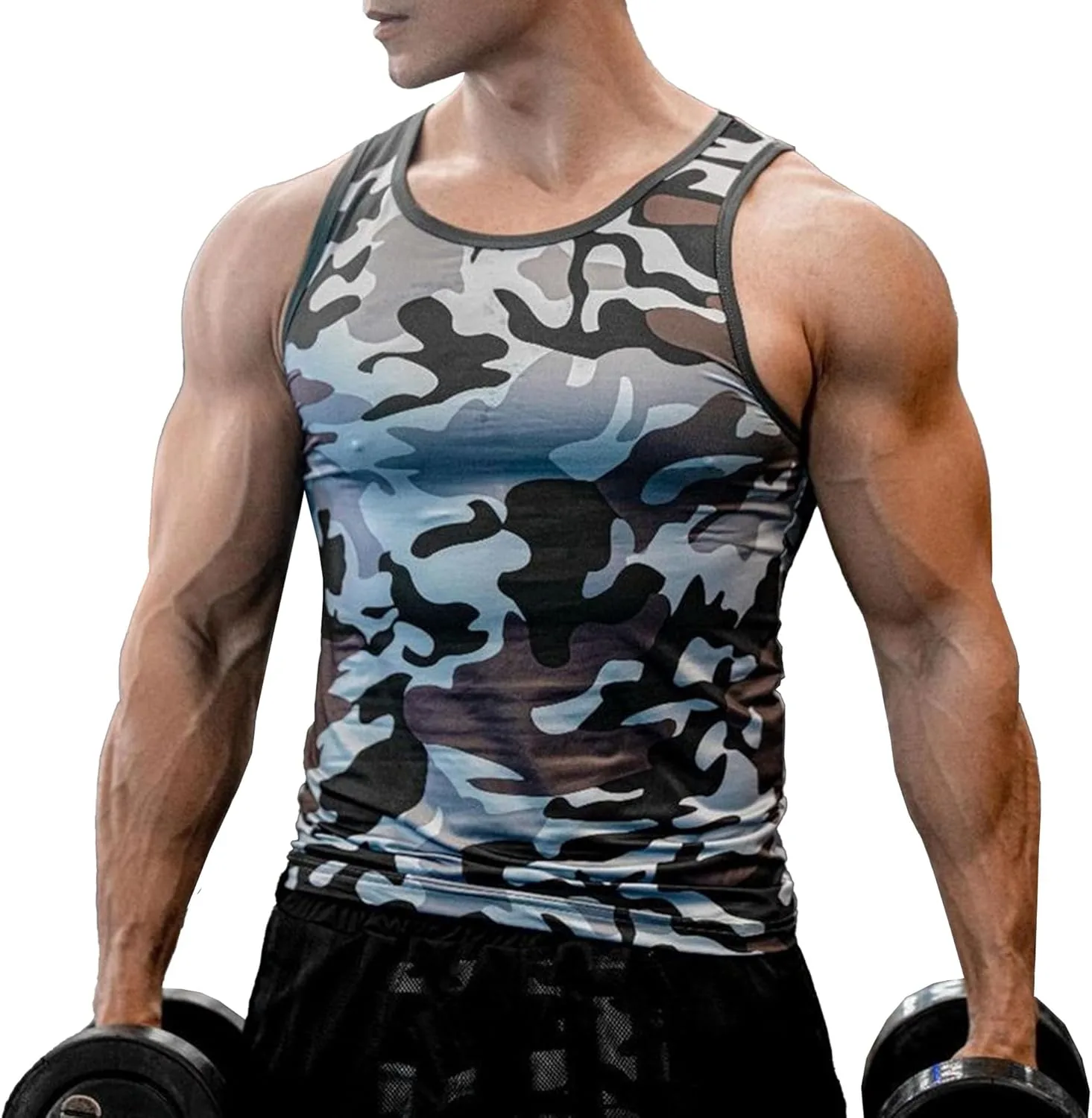 

Мужской спортивный камуфляжный топ без рукавов VgueElegc