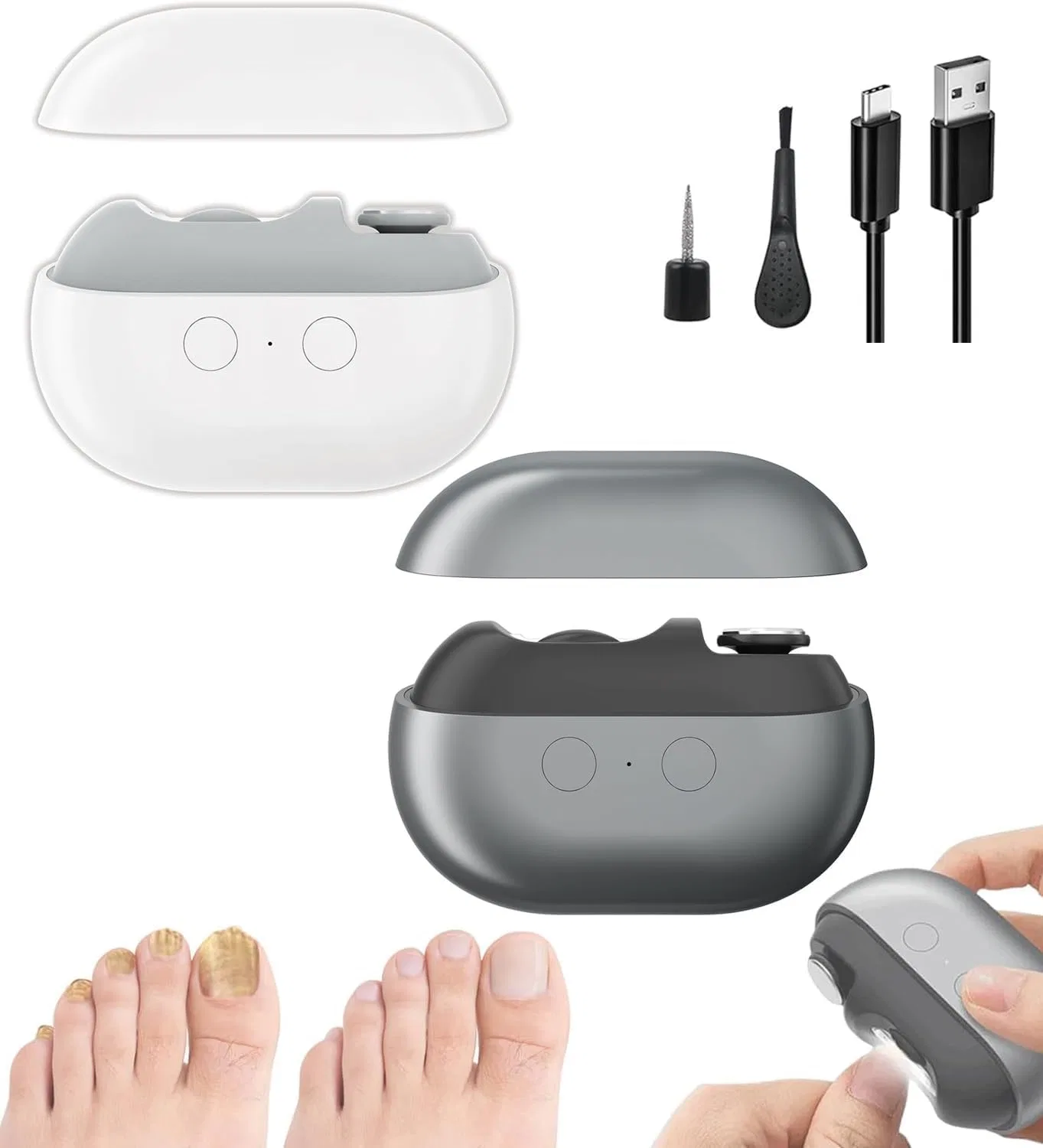 Умные электрические щипчики для ногтей с LED-подсветкой Ziswin, Grey And White