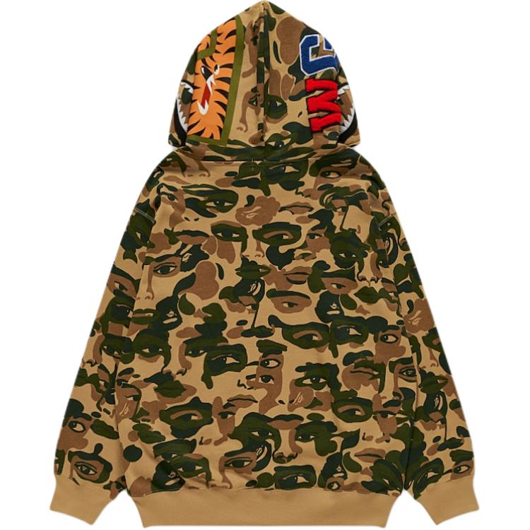 A BATHING APE Бейп И КидСупер Камуфляжная Акула Полная Молния Толстовка, Khaki — фото 3