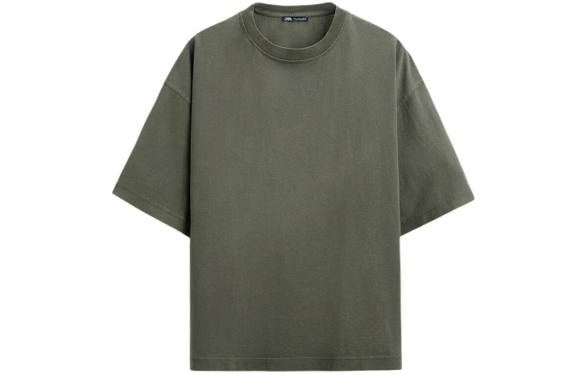 

Футболка мужская, выстиранная, зеленая Zara, зеленый
