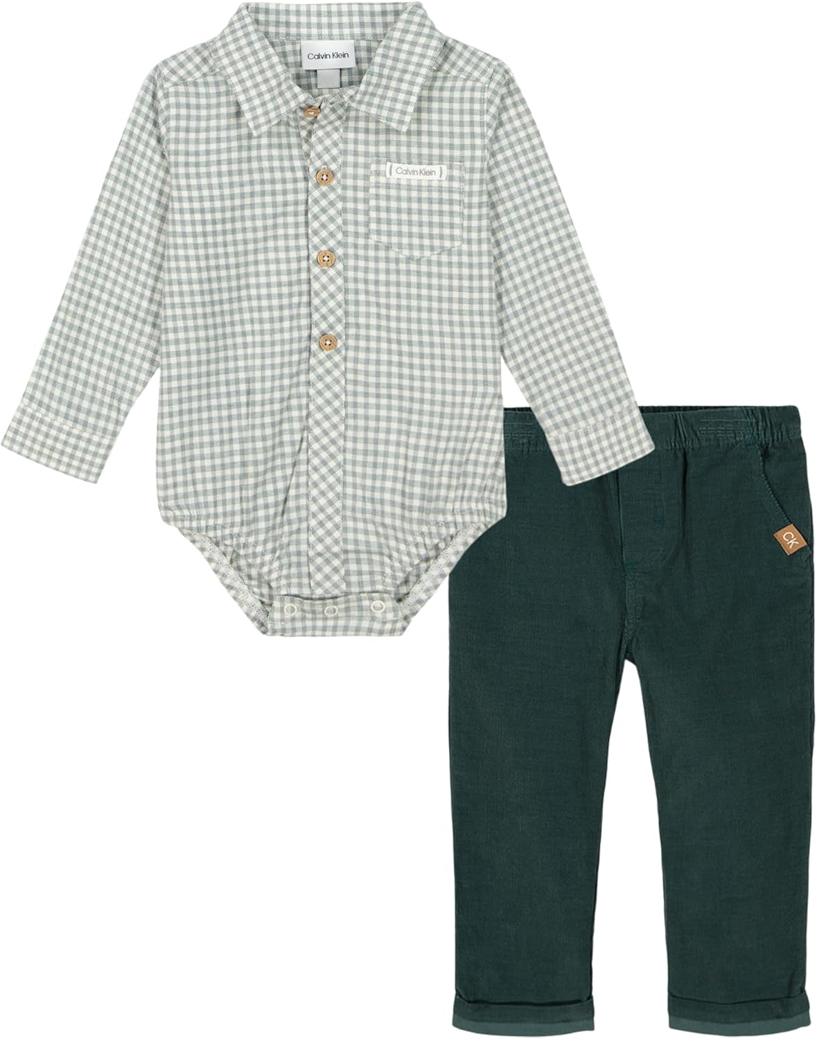 

Комплект из двух тканых брюк Calvin Klein для мальчиков, Antique White/Stormy Teal