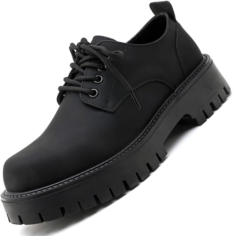 

Мужские платформенные оксфорды Бизнес-кэжуал Дерби Черные Формальные массивные туфли Gezykao