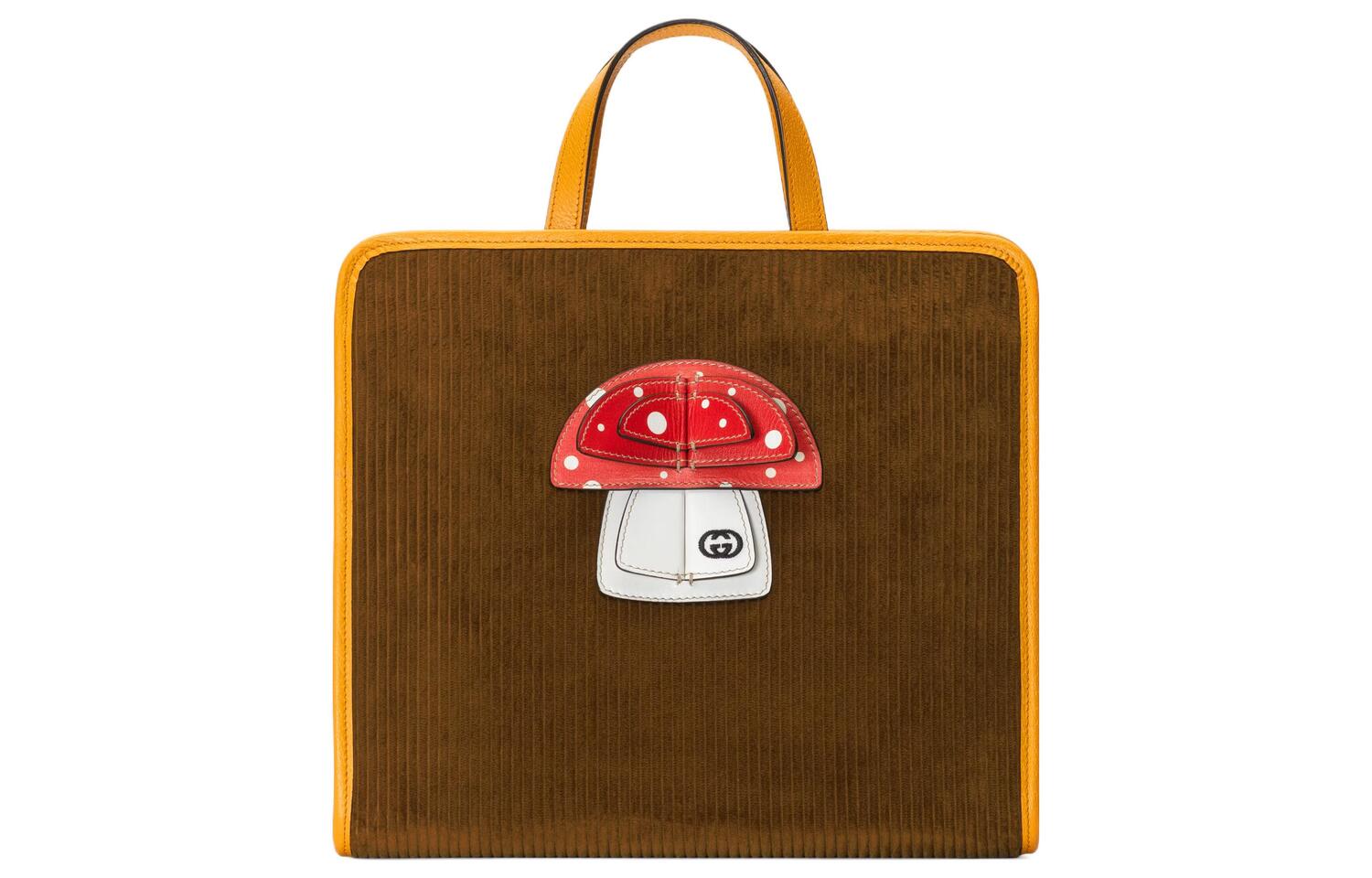 

Сумка-шоппер из вельвета с кожаными деталями, детская, коричневая GUCCI