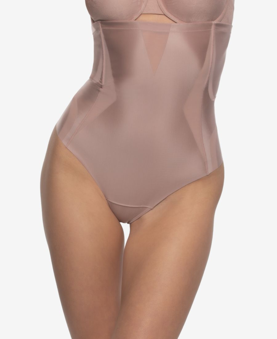 

Женские корректирующие трусики-стринги из атласной сетки с высокой талией и эффектом подтяжки Felina, Rose Tan