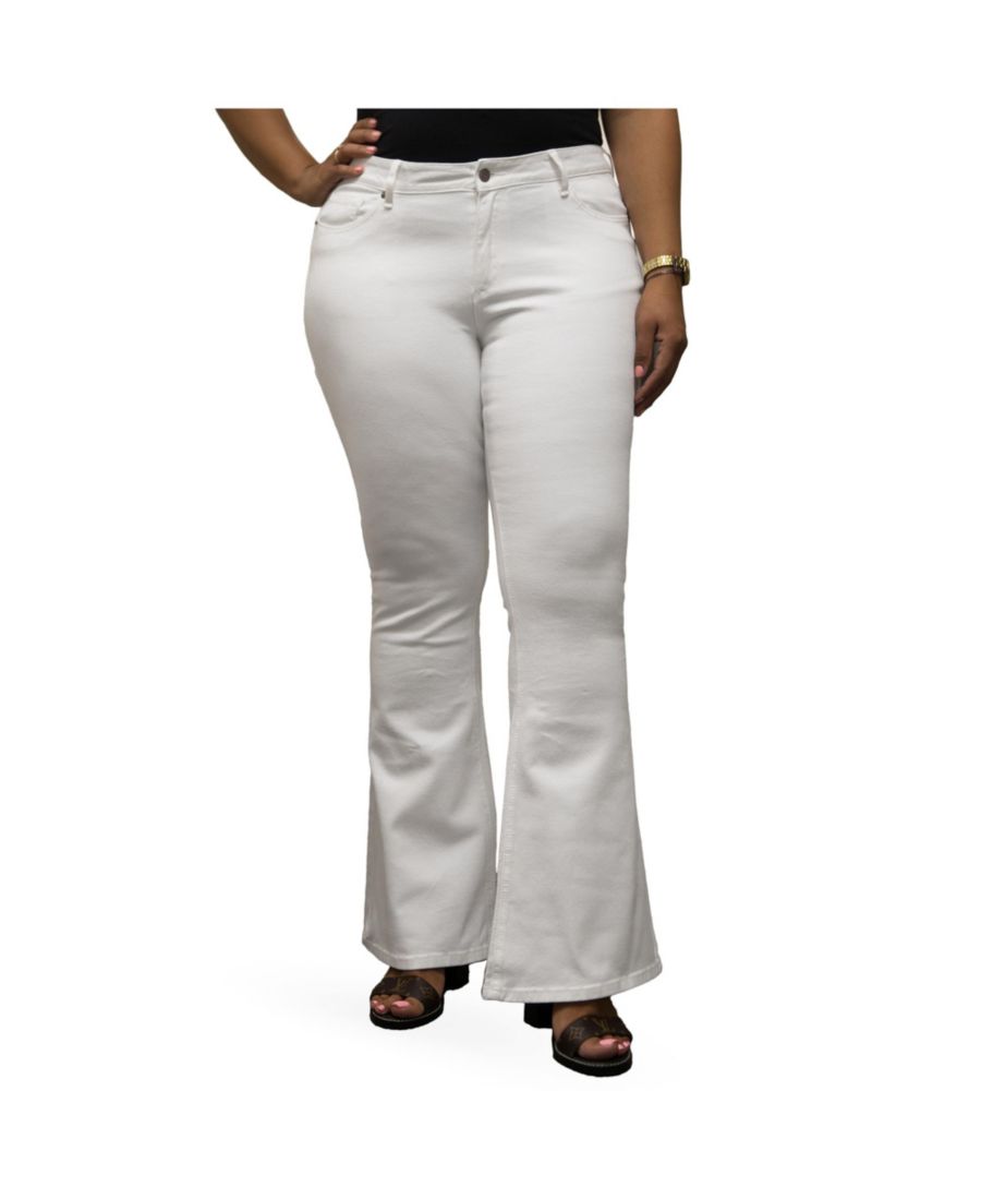 

Женские джинсы-клеш из эластичного денима с облегающим силуэтом для женщин с пышными формами Poetic Justice, White