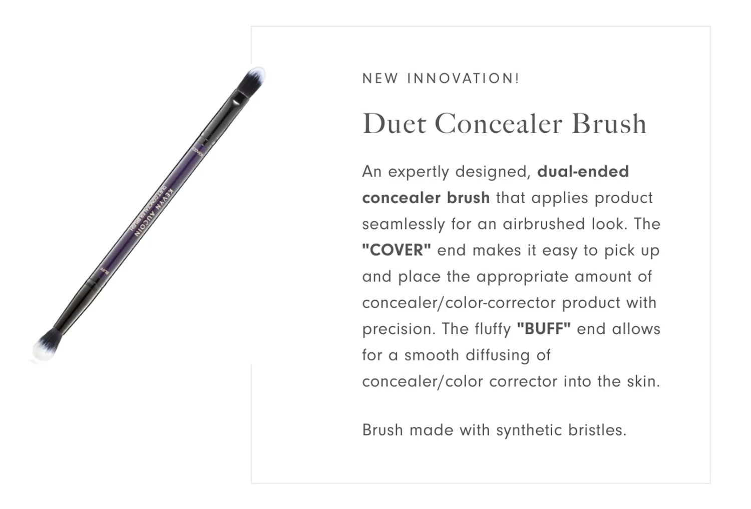 Kevyn Aucoin Duet Concealer Brush: двусторонняя кисть для консилера, COVER для точного нанесения, BUFF для растушевки, brown — фото 2